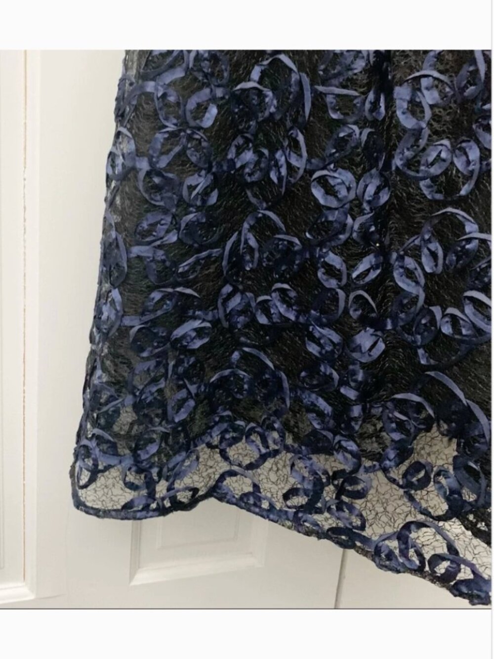 Nicole Miller New York Navy Blue Floral Lace Maxi Dress Sz 12 - Picture 7 of 8